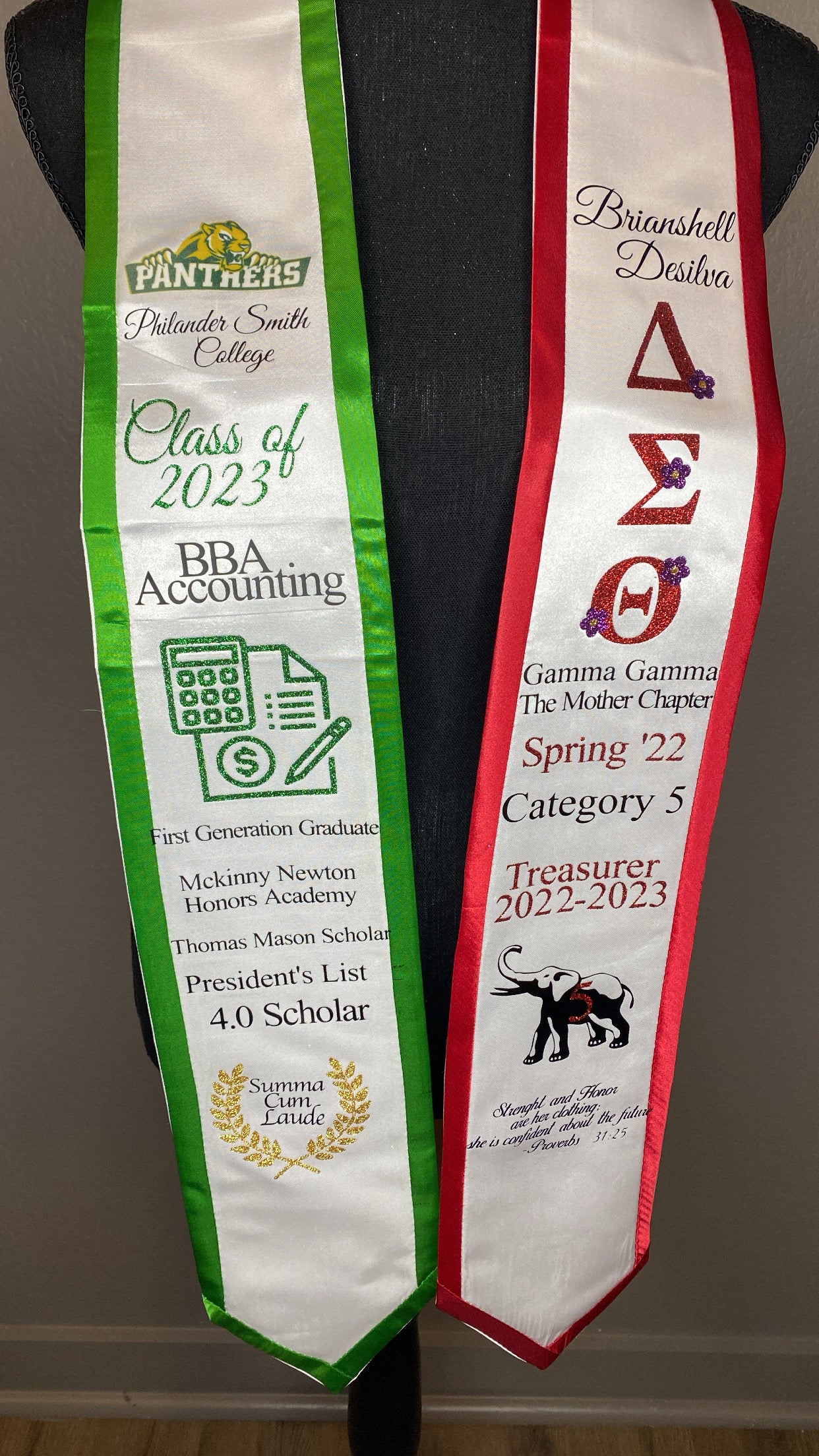 Split Color Customized Graduation Stole