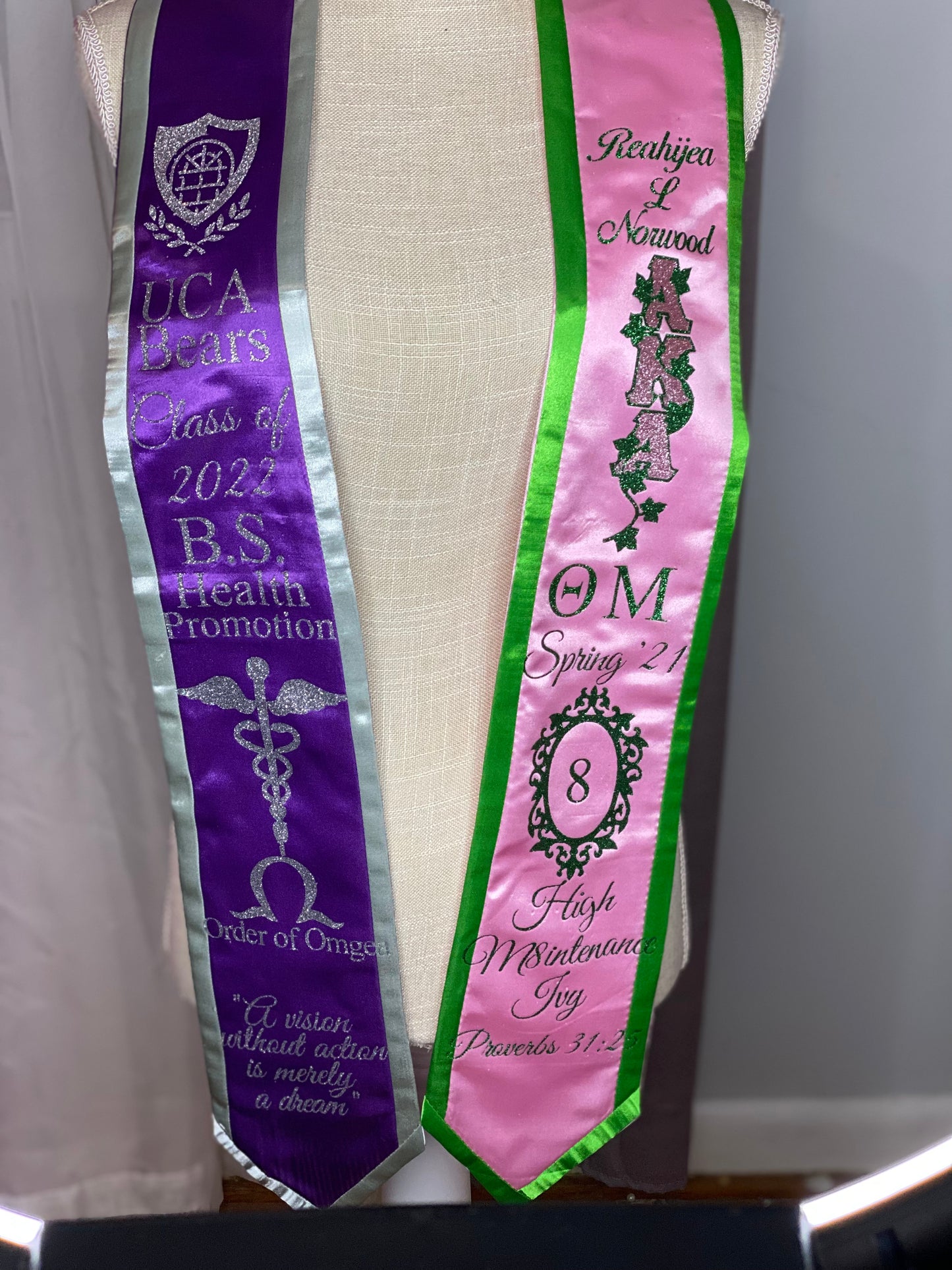 Split Color Customized Graduation Stole