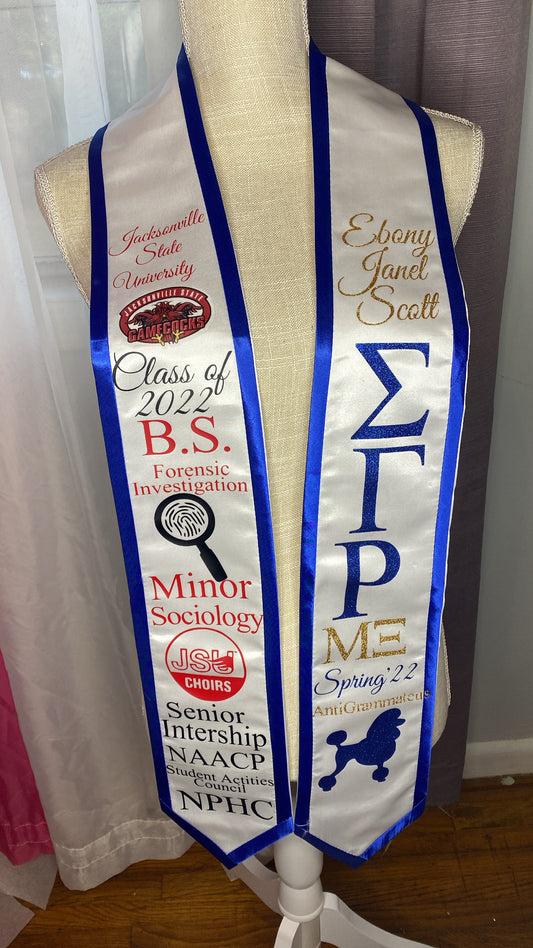 One Color Customized Graduation Stole