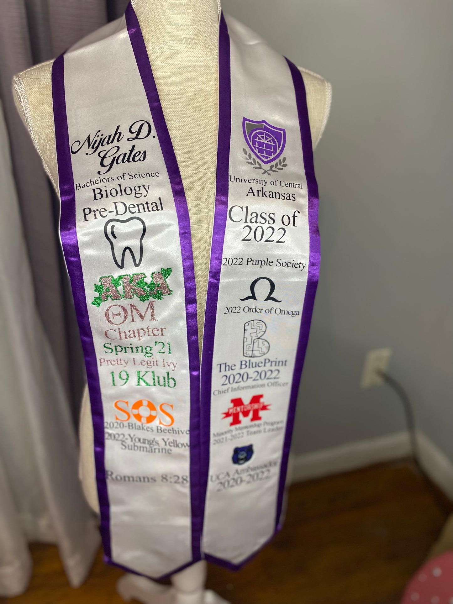 One Color Customized Graduation Stole